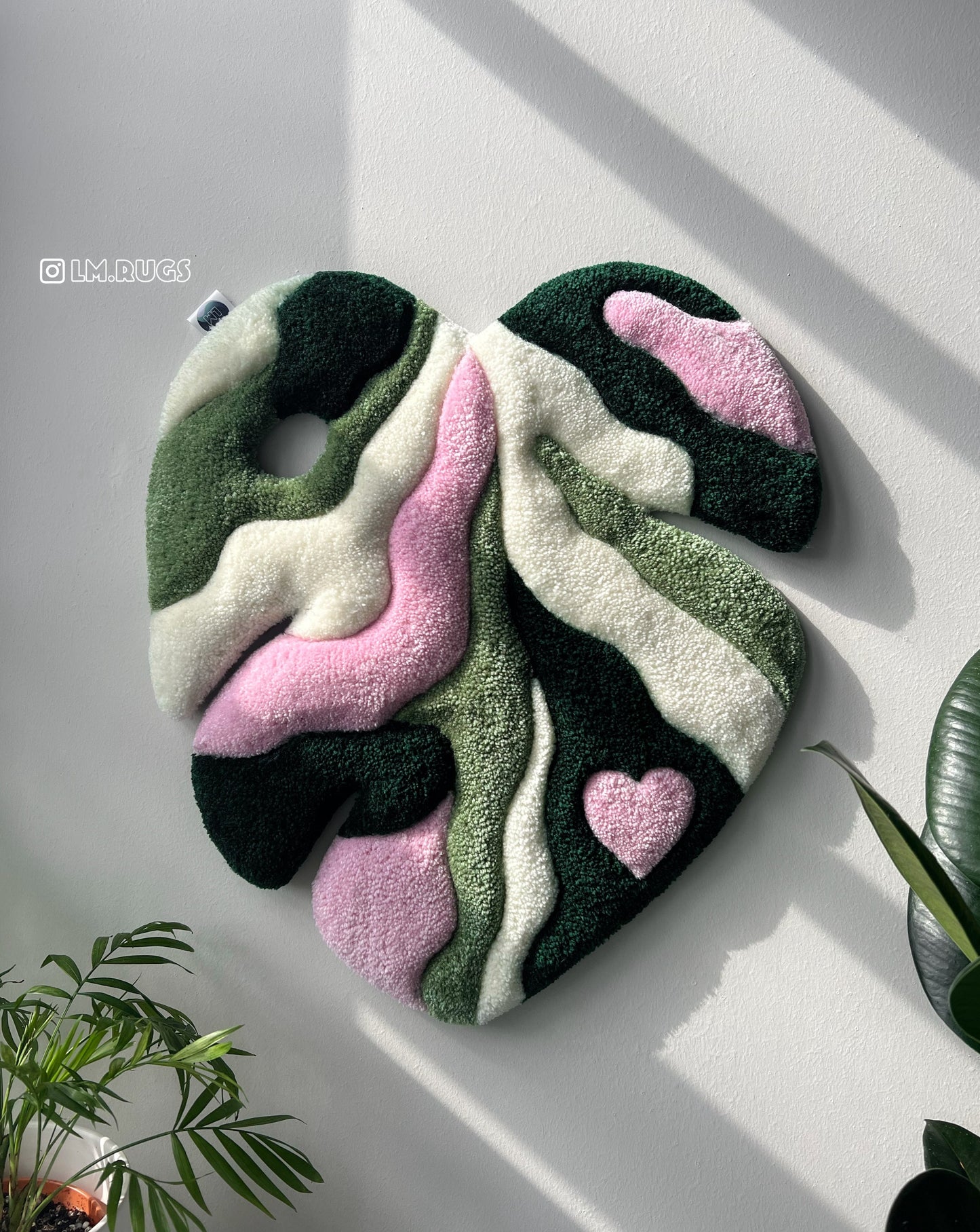 Monstera Rug in Pink Labeled Masterpieces