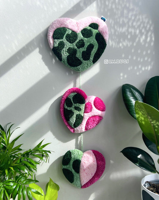 Pink String of Hearts Wall Hanging