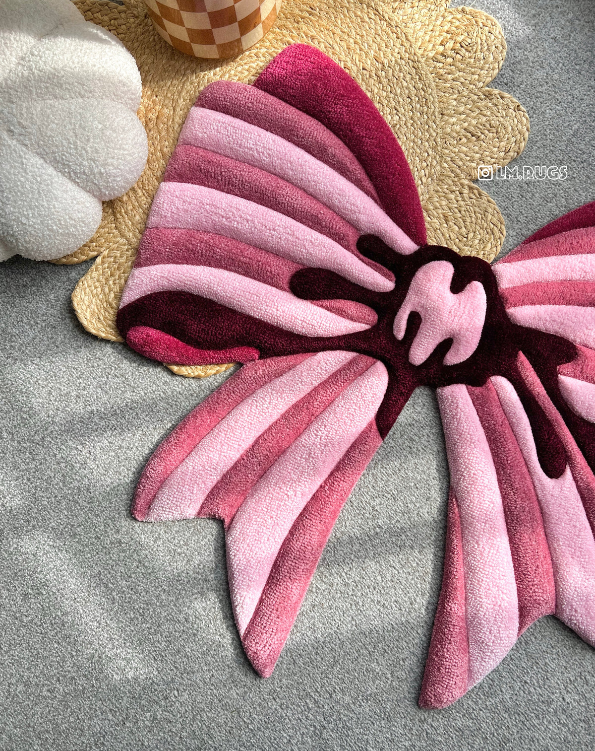 Round Bow Rug Pink Bow Rug 🎀 – Labeled Masterpieces