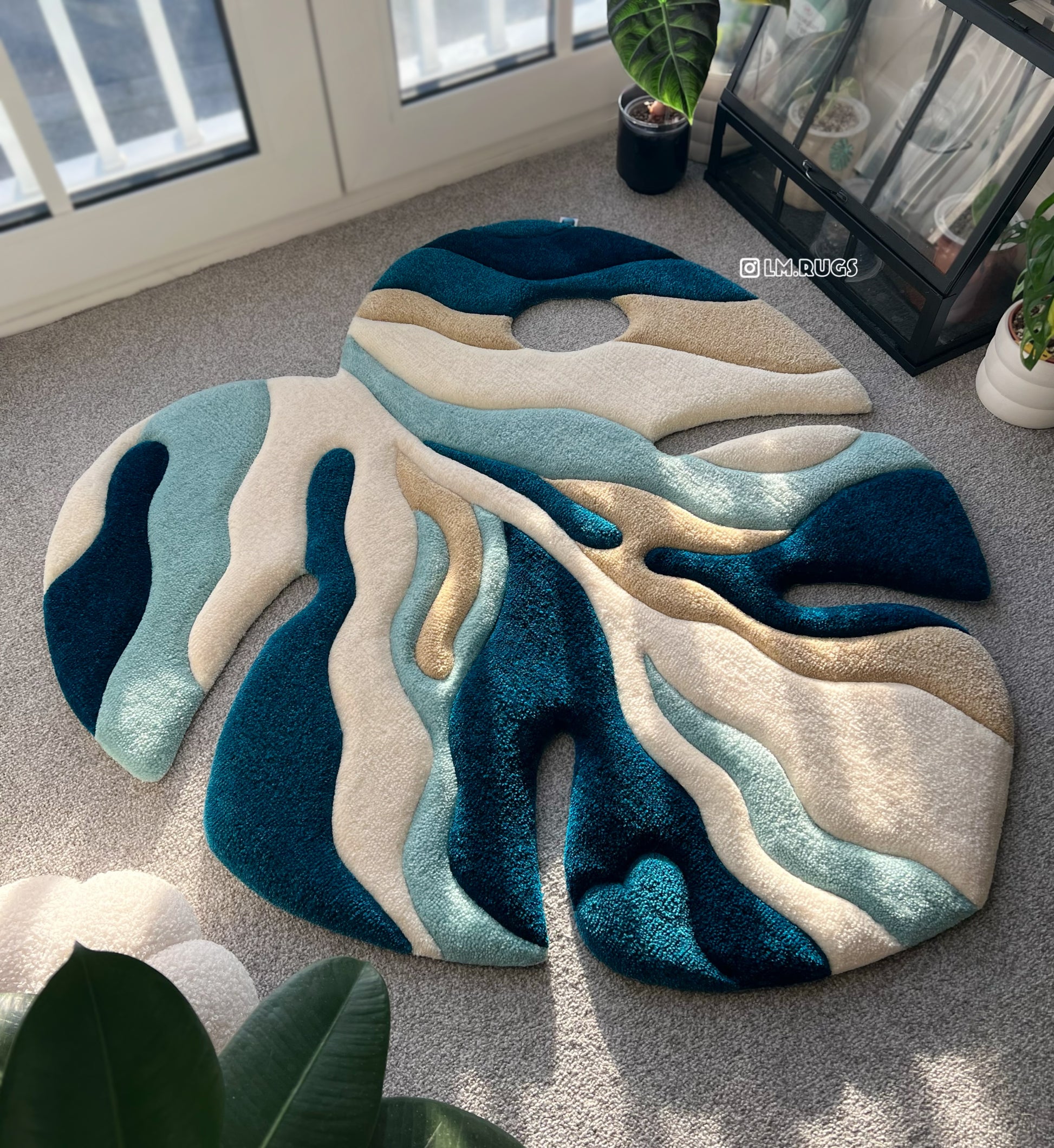 monstera plant rug Made To Order Monstera Rug – Labeled Masterpieces